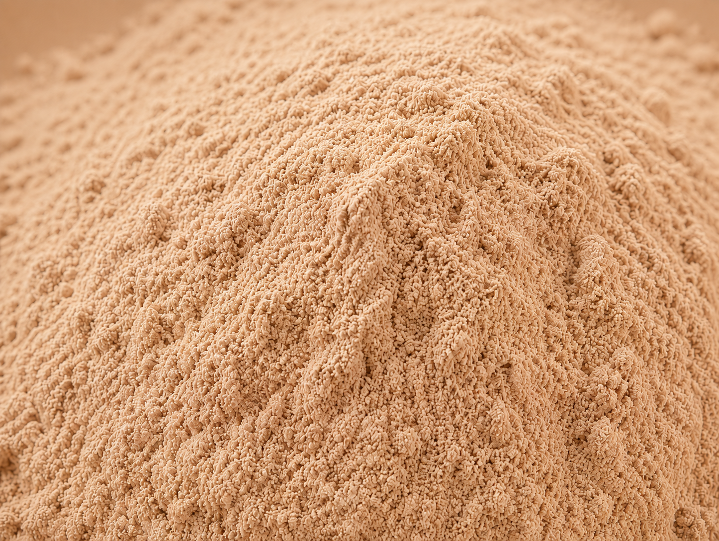 Close-up of fine carob powder with a uniform texture suitable for technical feed formulation presentation